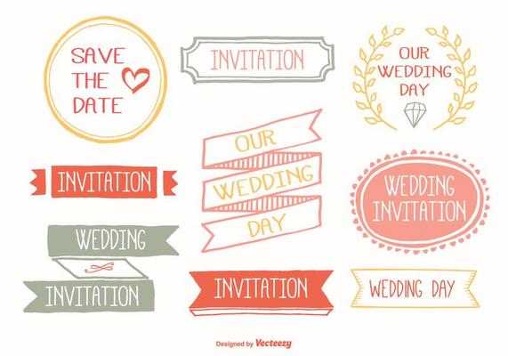 Cute Hand Drawn Wedding Label Set