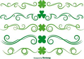 Green Clover Scrollwork Vector Set