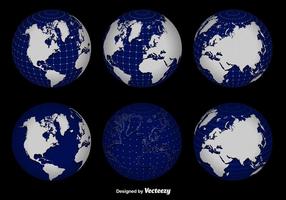 3d Globe Grid Vector Set