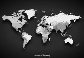Vector de escala de grises mapa del mundo