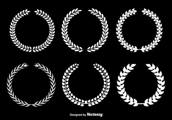 White Olive Wreaths Vector Set