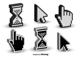 Cursor del ratón Iconos del vector 3D del cursor