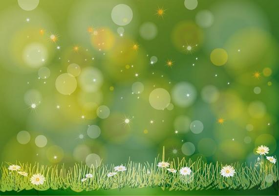 Abstract Green Vector Flowers Background