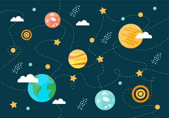 Collection of Space Planets Vector Background
