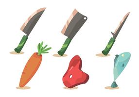 Meat and Cleaver Vector Set