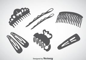 Hair Accessories Gray Icons Vector