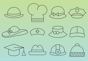 Iconos de la línea del sombrero vector