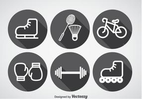 Sports Long Shadow Icons Vector