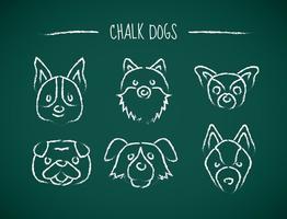 Iconos de dibujo de tiza de perros vector