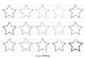 Lindo mano dibujado forma de estrella conjunto vector