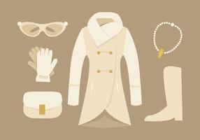 Elegant Womens Coat and Accessories Vectors 