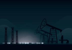 Oil Field Night Illustration vector