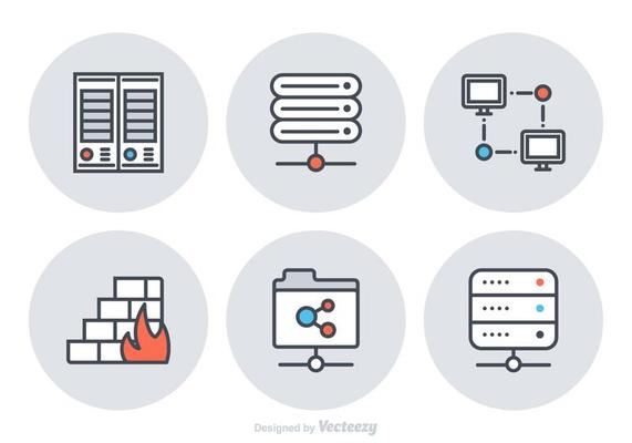 Free Server Flat Line Vector Icons