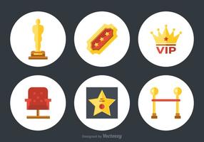 Iconos libres planos del vector de la película