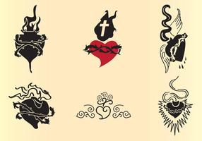 Vectores sagrados del tatuaje del corazón
