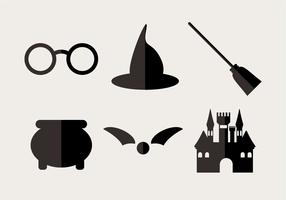 Minimal wizard icons set vector