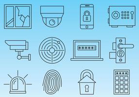 Iconos de línea de seguridad vector