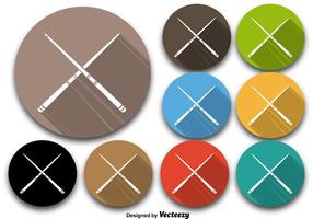 Colorful Pool Sticks Vector Icons