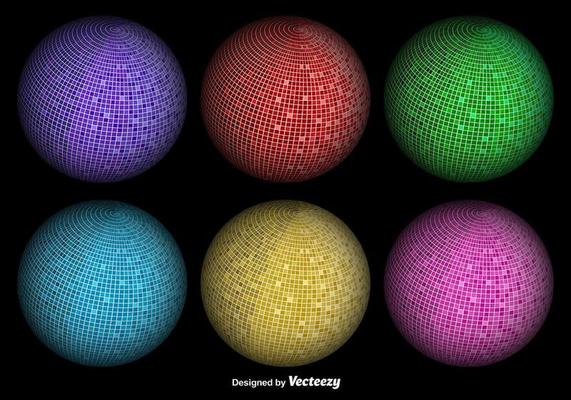 Abstract Vector 3D Sphere Disco Balls