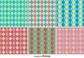 Classic Seamless Rhombus Argyle Vector Patterns Set