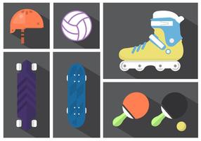 Longboard With Rollerblade And Other Sport Elements vector
