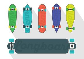 Vector Set Of Longboard Illustrations