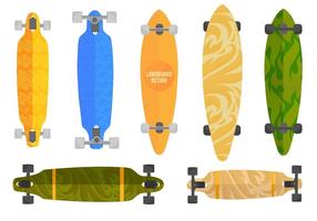 Libre de vectores Longboard conjunto