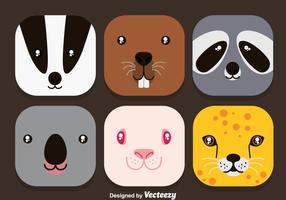 Animal Face Colorful Icons Vector