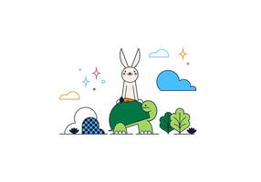 Turtle And Rabbit Vector