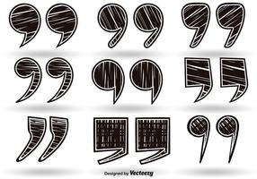 Conjunto de símbolos de símbolo de comillas dibujado a mano de vector