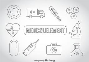 Iconos médicos del esquema vector