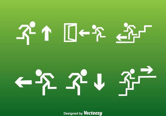 White Exit Icons Set