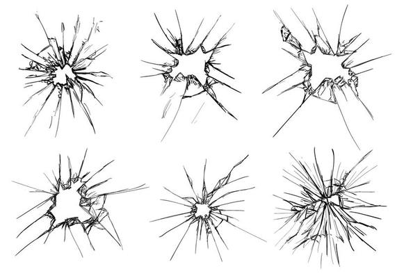 Vector Broken Window Hand Draw Set
