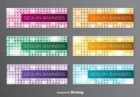 Vector banners con fondo de lentejuelas de colores