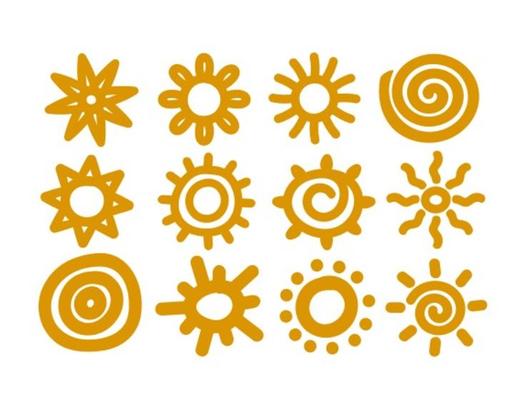 Vector hand-drawn suns