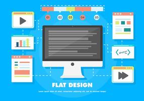 Libre plano Digital Marketing vector de fondo con el ordenador