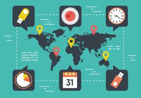 Mapa del mundo libre con elementos de marketing Vector