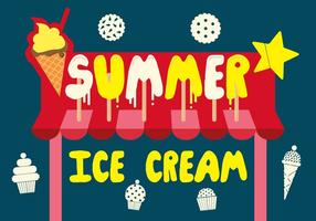 Free Summer Ice Cream Vector Background with Typography