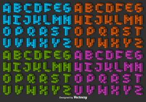 3D Pixel Alphabet Vector Set