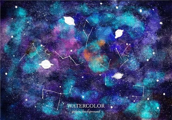 Vector Watercolor Galaxy Background