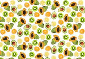 Tropical Fruits Background Vector 