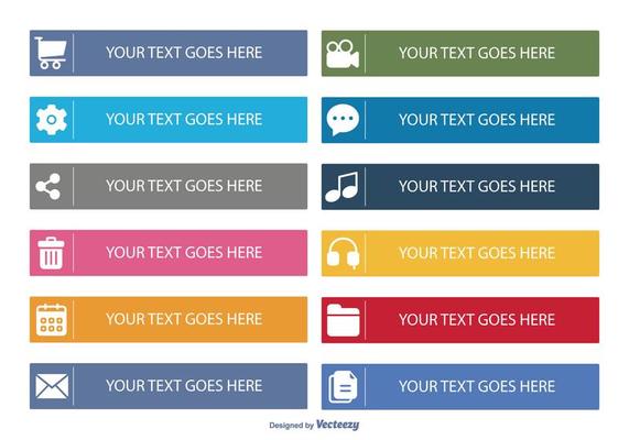 Flat Button Icon Set