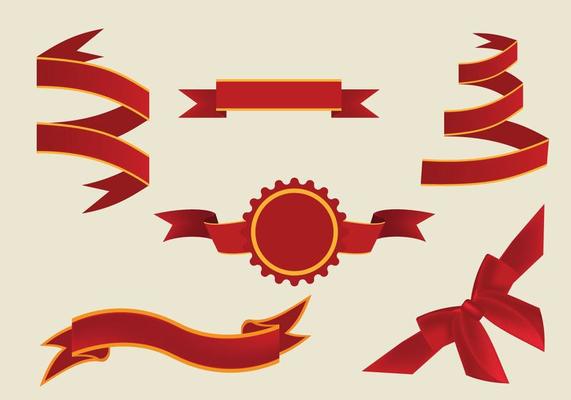 Decorative Red Sash Ribbons Vector