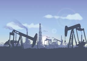 Campo de petróleo paisaje ilustración vectorial