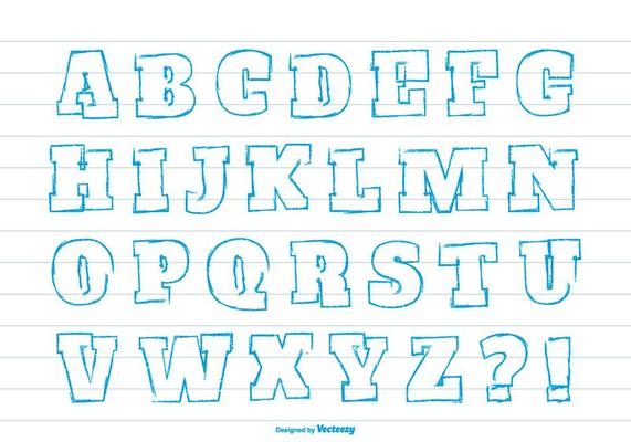 Cute Hand Drawn Style Alphabet Set