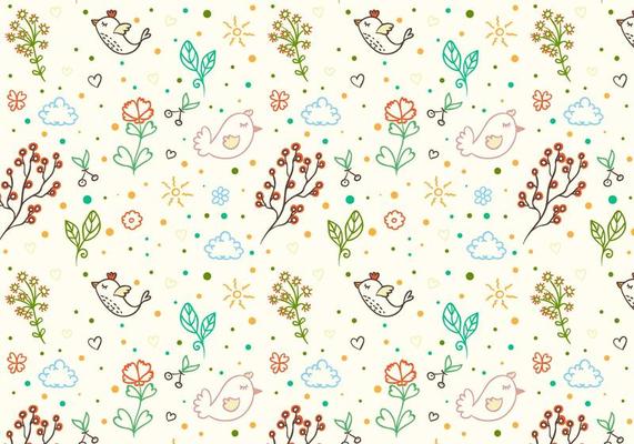 Free Vector Doodle Floral Bird Background