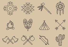 Iconos de la línea del nativo americano