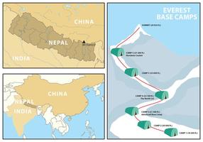 Everest Mapa E Infografía vector