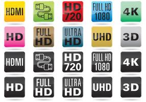 TV Resolution Buttons vector