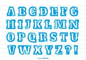 Messy Blue Paint Stroke Style Alphabet vector